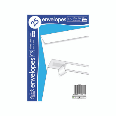 C5 Peel/Seal Env X25 White PK20 - -