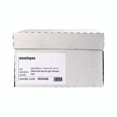Envelope C5 Wdw Ss White Boxed PK500 - -