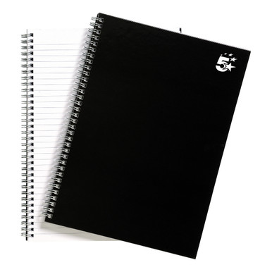 Wbnd Notebook Rld 140PG A4 BLK PK5 - -
