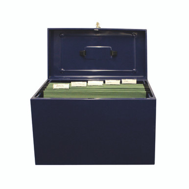 Cathedral Fscap Metal File Box Blue - -
