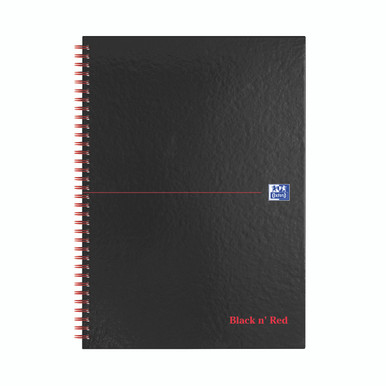 Black N Red Hb Wire Sq Notebk A4 PK5 - -