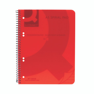 Q-Connect PP Spiral Pad A5 Red PK5 - -