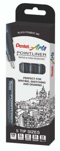 Pentel Pointliner AST Sizes Black P5 - -