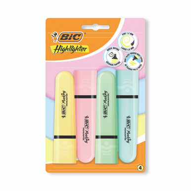 Bic Tank Highlighters Pastel PK4 - -
