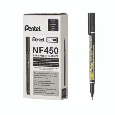 Pentel Perm Marker Ex Fine BLK PK12 - -