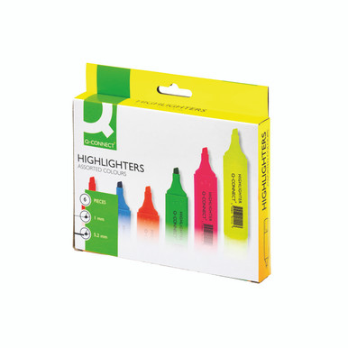 Q Connect Sq Highlighters AST PK6 - -