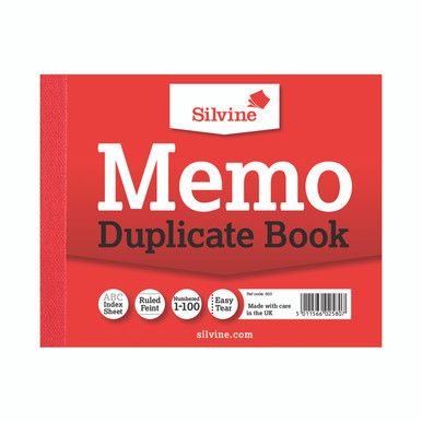 Silvine Duplicate Memo Book 603 PK12 - -
