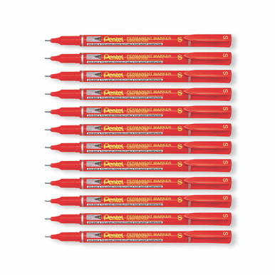 Perm Marker Super Fine Red PK12 - -