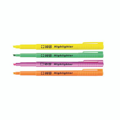 Highlighter Pens Assorted PK4 - -
