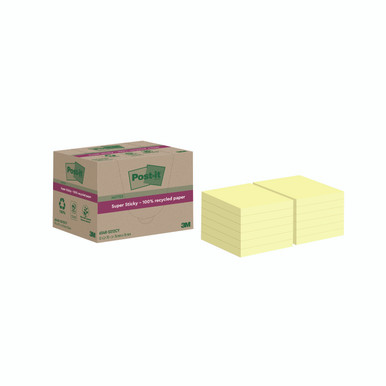 Post-It S/S Recyc 76X76 C/Yllw PK12 - -