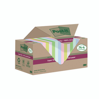 Post-It S/S Recycle 76X76 ASST PK18 - -