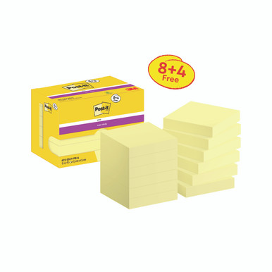 Post-It S/Stick 47.6X47.6 C/Ylw PK12 - -