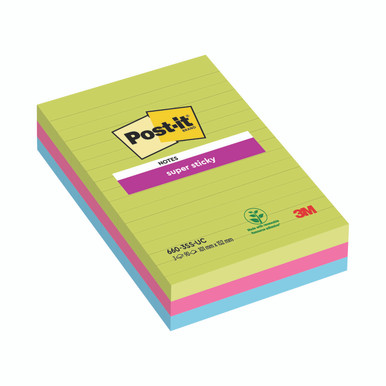 Post-It S/Sticky Ruled 101X152MM PK3 - -