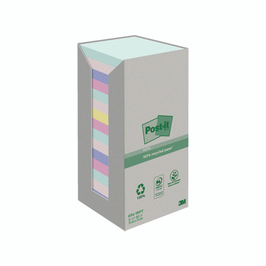 Post-It Recycled ASS 76X76 X100 PK16 - -