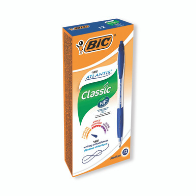 Bic Retractable Ball Pen Blue PK12 - -