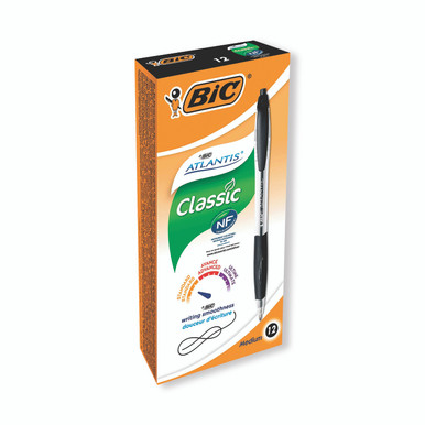 Bic Retractable Ball Pen Black BX 12 - -