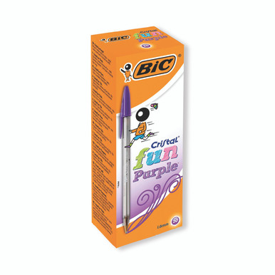 Bc Cristal Fun Purple Ball Pen PK20 - -