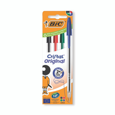 Bic Cristal Ball Pen Med AST PK4 - -