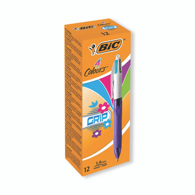 Bic 4 Colour Fashion Grip Pen PK12 - -