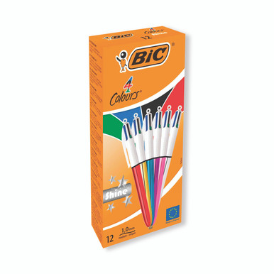Bic 4 Colours Bp M/Point Astd PK12 - -