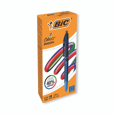 Bic 4 Colours Pro Ballpoint BLK PK12 - -