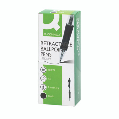 Q-Connect Retractable Bpoint Pen BLK - -