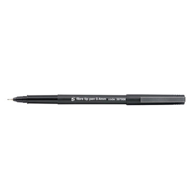 Fibre Tip Pen Medium Black PK12 - -