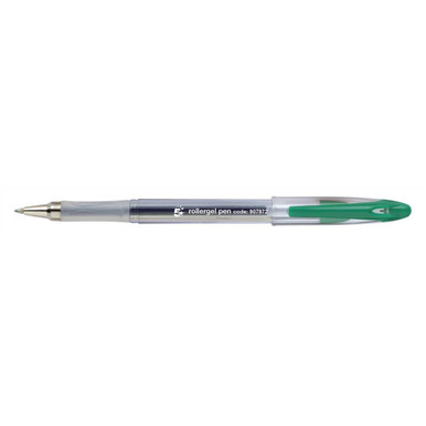 Roller Gel Pen Clear Barrel GRN PK12 - -