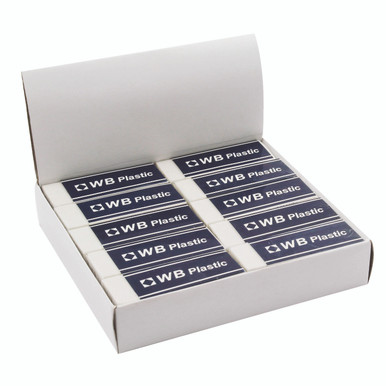 White Pencil Erasers PK20 - -