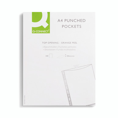 Q-Connect Punched Pockets A4 PK100 - -