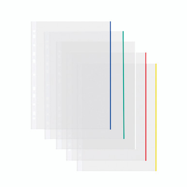 Coloured Edge Punch Pockets A4 PK100 - -