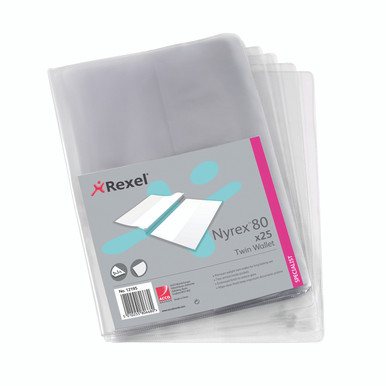Rexel Nyrex Twin Wallet A4 Clr PK25 - -
