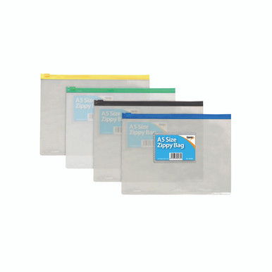Colour Plastic Zip Bags Clr A5 PK12 - -