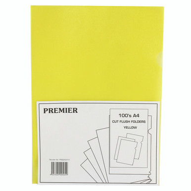 Yellow Cut Flush Folders PK100 - -