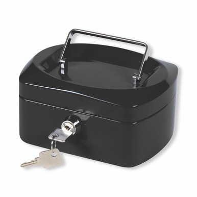 Q-Connect 6 Inch Black Cash Box - Petty Cash Boxes -