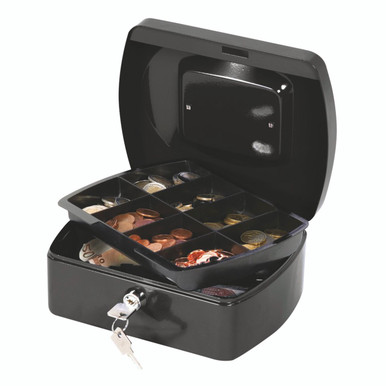 Q-Connect 8 Inch Black Cash Box - Petty Cash Boxes -