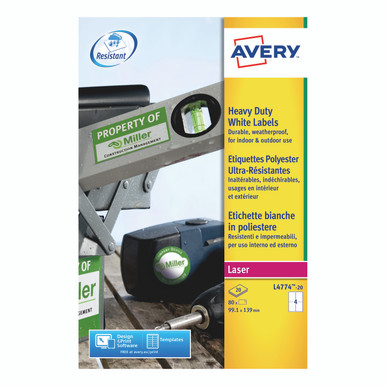 Avery Hdut Label WHT 4/SH White PK80 - -