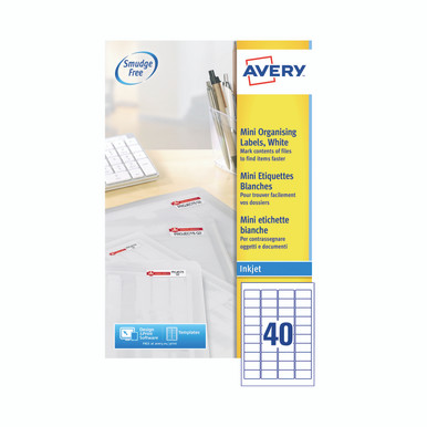 Avery Mini Lbls WHT 40L/SH Ijet BX25 - -