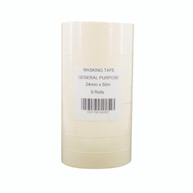 25MMX50M White Masking Tape PK9 - -