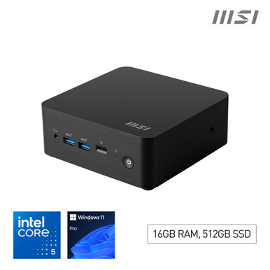 MSI Cubi NUC 1M Intel Core 5 120U Desktop PC, NUC, SFF, Mini Computer, HTPC, (16GB RAM, 512GB Storage, Windows 11 PRO), Intel Graphics/DDR5/Dual ThunderBolt 4/Dual HDMI/Dual LAN/WiFi 6E/BT 5.3/VESA - -