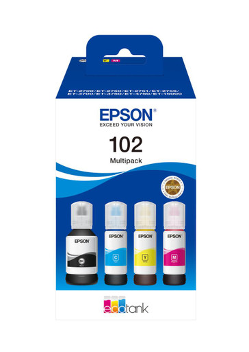 Epson 102 Black Cyan Magenta Yellow Ink Cartridge 1 x 127ml + 3 x 70ml Eco Tank - C13T03R640