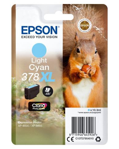 Epson 378XL Squirrel Light Cyan High Yield Ink Cartridge 10ml - C13T37954010 - Epson XP Series Ink Cartridges - Epson XP-8500 Ink Cartridges