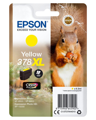 Epson 378XL Squirrel Yellow High Yield Ink Cartridge 9ml - C13T37944010 - Epson XP Series Ink Cartridges - Epson XP-8500 Ink Cartridges