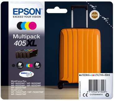 Epson 405XL Black CMY High Yield Ink Cartridge 63ml - C13T05H64010 - Epson WorkForce Pro Series Ink Cartridges - Epson WorkForce Pro WF-3820DWF Ink Cartridges