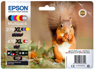 Epson 378XL Squirrel Colours High Yield Ink Cartridge Multipack - C13T379D4010 - Epson XP Series Ink Cartridges - Epson XP-8500 Ink Cartridges