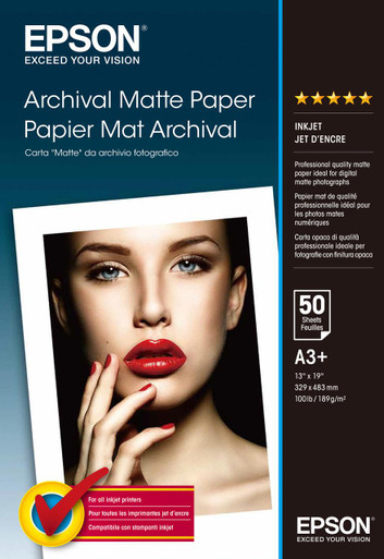 Epson Archival Matte Paper, DIN A3+, 189g, 50 Sheets - Inkjet Paper - Archival Paper