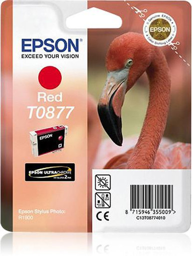 Epson Flamingo Singlepack Red T0877 Ultra Gloss High-Gloss 2 - Epson Stylus Photo Series Ink Cartridges - Epson Stylus Photo R1900 Ink Cartridges