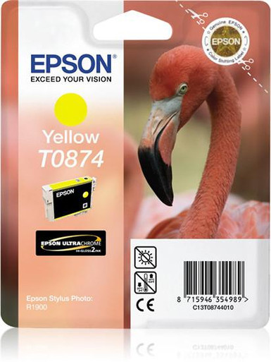 Epson Flamingo Singlepack Yellow T0874 Ultra Gloss High-Gloss 2 - Epson Stylus Photo Series Ink Cartridges - Epson Stylus Photo R1900 Ink Cartridges