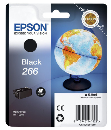 Epson Globe Singlepack Black 266 Ink Cartridge (C13T26614010) - Epson WorkForce Series Ink Cartridges - Epson WorkForce WF-100W Ink Cartridges