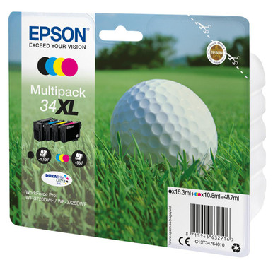 Epson Golf ball Multipack 4-colours 34XL DURABrite Ultra Ink - Epson WorkForce Pro Series Ink Cartridges - Epson WorkForce Pro WF-3720 Ink Cartridges